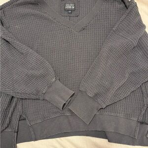 American Eagle Outfitters Charcoal V-Neck Sweater